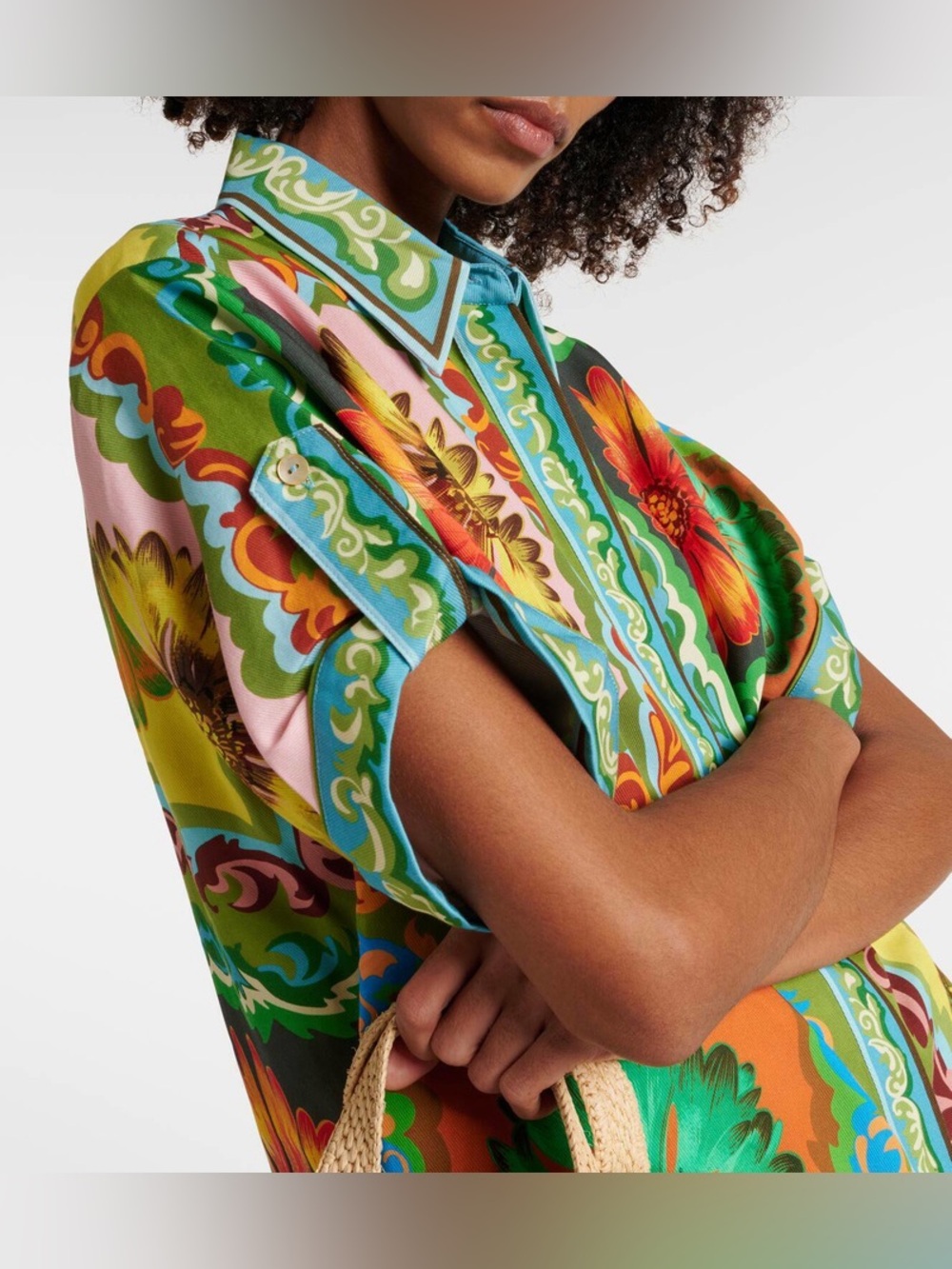 ALEMAIS Disco Daisy Oversized Tencel Shirt, Size 6 - Picture 2 of 13